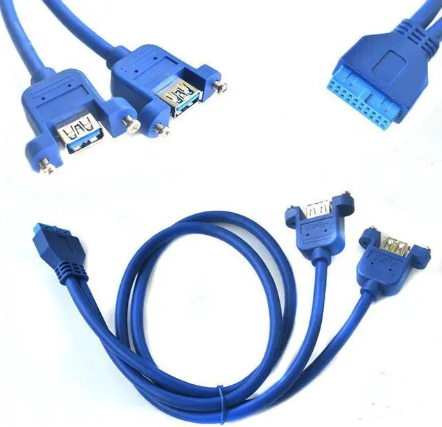 Alt view image 2 of 5 - USB 3.0 Internal Motherboard Header 20pin to Dual USB 3.0 Female Cable(50cm/1.64ft) ,2 Port Panel Mount USB 3.0 Cable - USB A to Motherboard Header Cable F/F