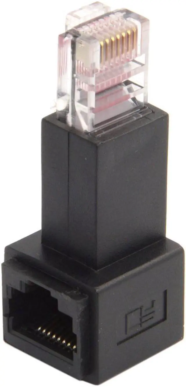 Alt view image 2 of 6 - 90 Degree Left Angled RJ45 8P8C FTP STP UTP Cat 5e Male to Female Lan Ethernet Network Extension Adapter