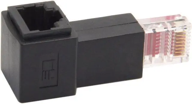 Alt view image 3 of 6 - 90 Degree Left Angled RJ45 8P8C FTP STP UTP Cat 5e Male to Female Lan Ethernet Network Extension Adapter
