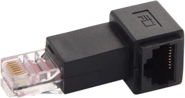 Alt view image 6 of 6 - 90 Degree Left Angled RJ45 8P8C FTP STP UTP Cat 5e Male to Female Lan Ethernet Network Extension Adapter