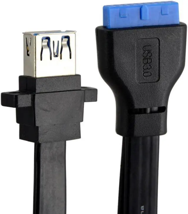 Alt view image 5 of 5 - 2 Port USB 3.0 A Female Screw Panel Mount to Motherboard 20 Pin Flat Cable Cord,2 x USB3.0 Dual Port USB 3.0 Female Screw Mount Panel Type to Motherboard 20Pin Cable PC Case cables ( 100cm/3.3ft)