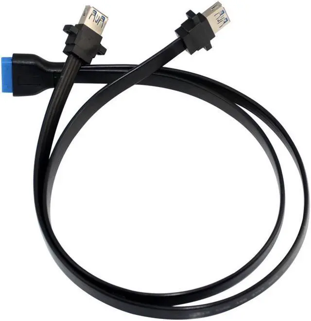 Alt view image 4 of 5 - 2 Port USB 3.0 A Female Screw Panel Mount to Motherboard 20 Pin Flat Cable Cord,2 x USB3.0 Dual Port USB 3.0 Female Screw Mount Panel Type to Motherboard 20Pin Cable PC Case cables ( 100cm/3.3ft)