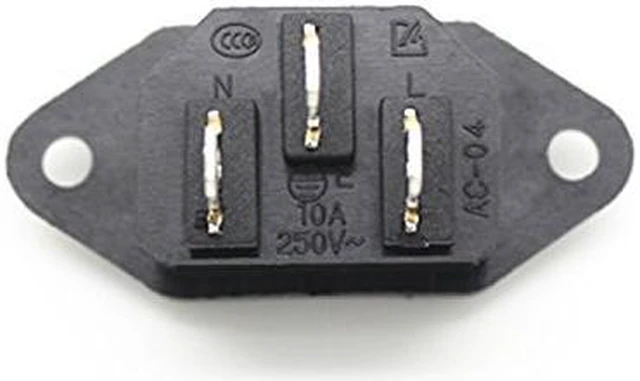 Alt view image 4 of 7 - (10 Pack) Screw Mount 3 Pins IEC320 C14 Inlet Power Plug Socket AC 250V 10A , IEC320 C14 Male 3Pin Panel Mounting Power Inlet Socket SA177 P40