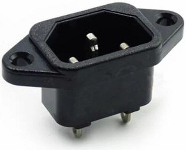 Alt view image 2 of 7 - (10 Pack) Screw Mount 3 Pins IEC320 C14 Inlet Power Plug Socket AC 250V 10A , IEC320 C14 Male 3Pin Panel Mounting Power Inlet Socket SA177 P40