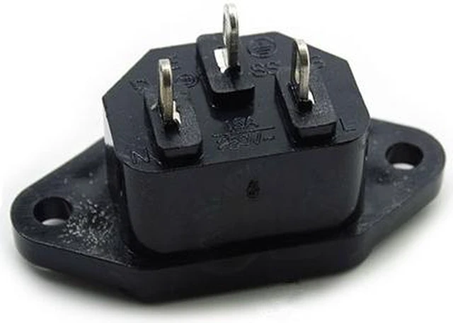 Alt view image 5 of 7 - (10 Pack) Screw Mount 3 Pins IEC320 C14 Inlet Power Plug Socket AC 250V 10A , IEC320 C14 Male 3Pin Panel Mounting Power Inlet Socket SA177 P40