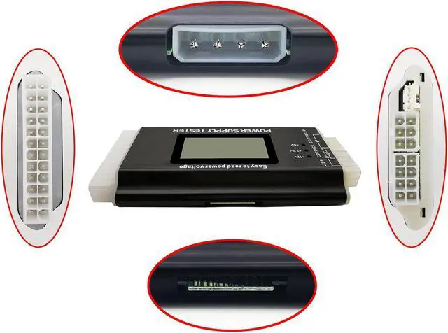 Alt view image 5 of 6 - Computer PC Power Supply Tester, ATX / ITX / IDE / HDD / SATA / BYI Connectors Power Supply Tester, 1.8'' LCD Screen (Aluminum Alloy Enclosure) PC LCD Power Supply Tester 20/24 pin 4 SATA HDD Testers