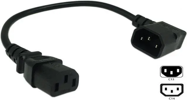 Alt view image 4 of 7 - 2-Pack IEC C13 to C14 Elbow Plug Short Power Cord PC, 90-Degree Right Angle IEC C14 to C13 Computer Power Cord Replacement Cable, 18AWG,2ft/60cm