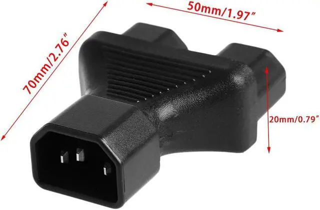Alt view image 7 of 7 - IEC 320 C14 to 2x C13 Y Split AC Adapter Power plug, PDU/UPS IEC 3Pole Male to 2x IEC 3Pole Female  Splitter AC Power Adapter, C14 Male to Dual Double C13 Female Converter Connecter