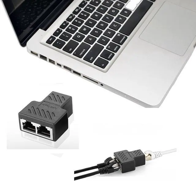 Alt view image 4 of 7 - (2 Pack) RJ45 Splitter Adapter 1 to 2 Dual Female Port, Cat 5 / Cat 6 / Cat 7 Lan Ethernet Socket Splitter Plug Adapter,1 To 2 RJ45 Connector Network Cable Splitter Extender Plug Adapter ,RJ45 Coupler