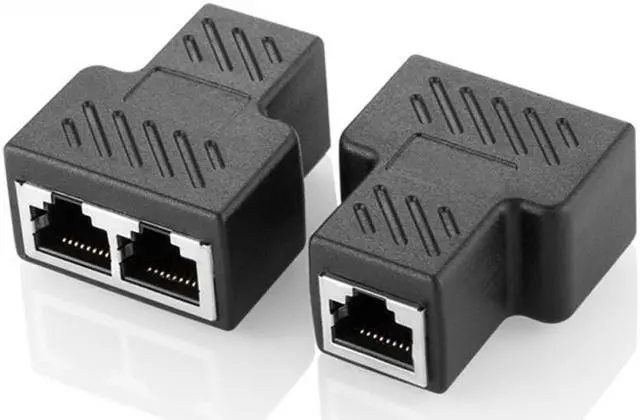 Main image of (2 Pack) RJ45 Splitter Adapter 1 to 2 Dual Female Port, Cat 5 / Cat 6 / Cat 7 Lan Ethernet Socket Splitter Plug Adapter,1 To 2 RJ45 Connector Network Cable Splitter Extender Plug Adapter ,RJ45 Coupler
