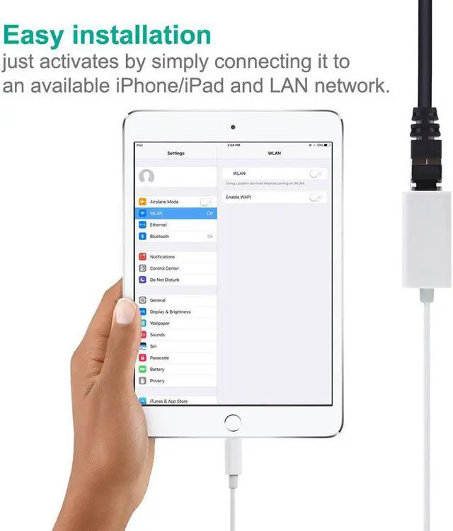 Alt view image 5 of 7 - Lightning to Ethernet Adapter RJ45 Wired LAN High Speed Network Connector Overseas Travel for iPhone iPad,RJ45 to Lightning to Ethernet Adapter For iPhone/iPad Ethernet Adapter Cable Connect the Light