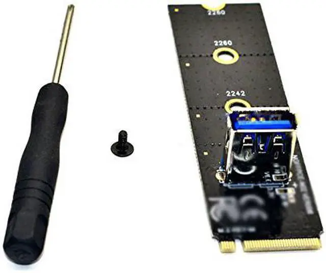 Alt view image 2 of 7 - (2 Pack) NGFF M.2 To USB 3.0 PCI-E Riser Card M2 Slot Extender Adapter For BTC/ETH Mining,NGFF M.2 to PCI-E X16 Slot Transfer Card Mining Pcie Riser Card VGA Extension Cable