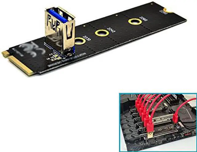 Main image of (2 Pack) NGFF M.2 To USB 3.0 PCI-E Riser Card M2 Slot Extender Adapter For BTC/ETH Mining,NGFF M.2 to PCI-E X16 Slot Transfer Card Mining Pcie Riser Card VGA Extension Cable