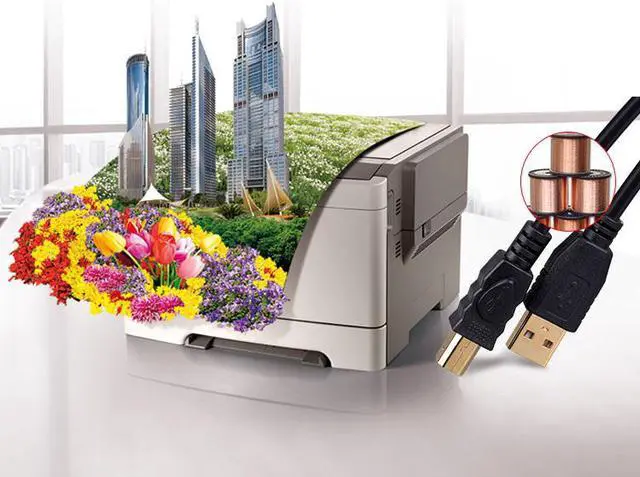 Alt view image 6 of 7 - Tekit 24K Gold plated USB 2.0 Cable - A-Male to B-Male,USB 2.0 A Male to B Male Cable with Ferrite Black 28/24# AWG,26ft/8m