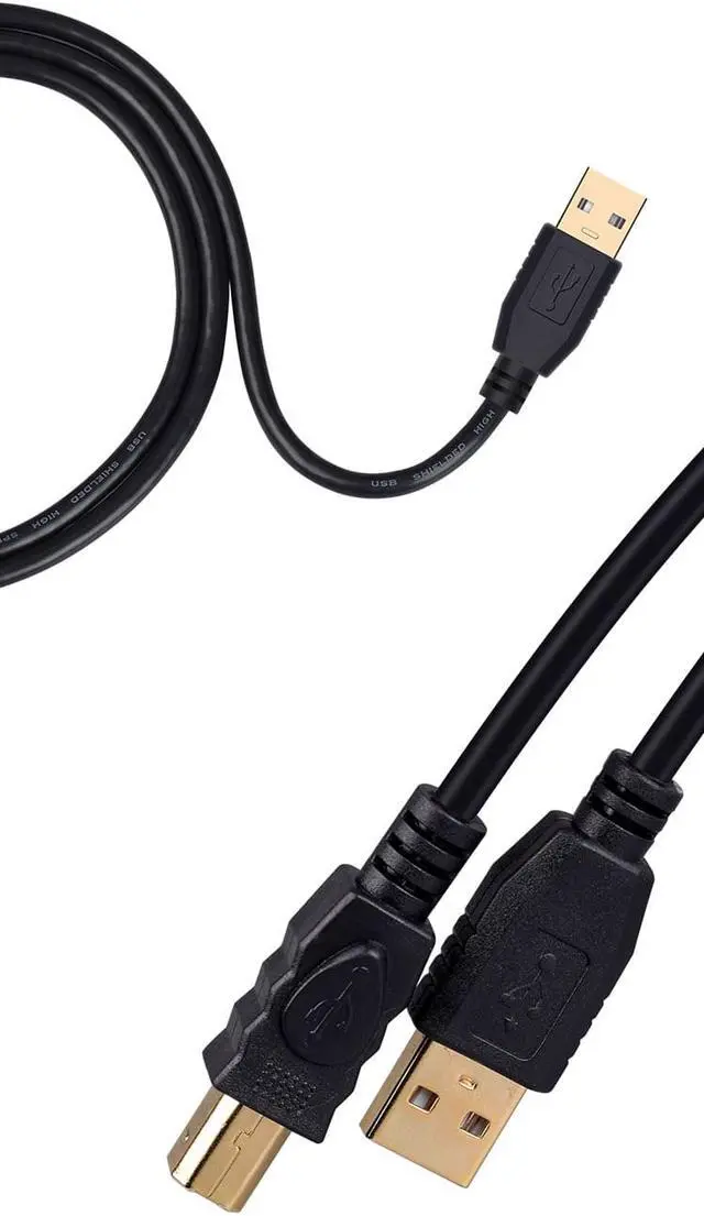 Alt view image 5 of 7 - Tekit 24K Gold plated USB 2.0 Cable - A-Male to B-Male,USB 2.0 A Male to B Male Cable with Ferrite Black 28/24# AWG,40ft/12m
