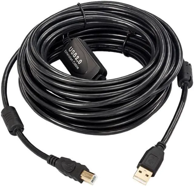 Alt view image 6 of 7 - Tekit 24K Gold plated USB 2.0 Cable - A-Male to B-Male,USB 2.0 A Male to B Male Cable with Ferrite Black 28/24# AWG,40ft/12m