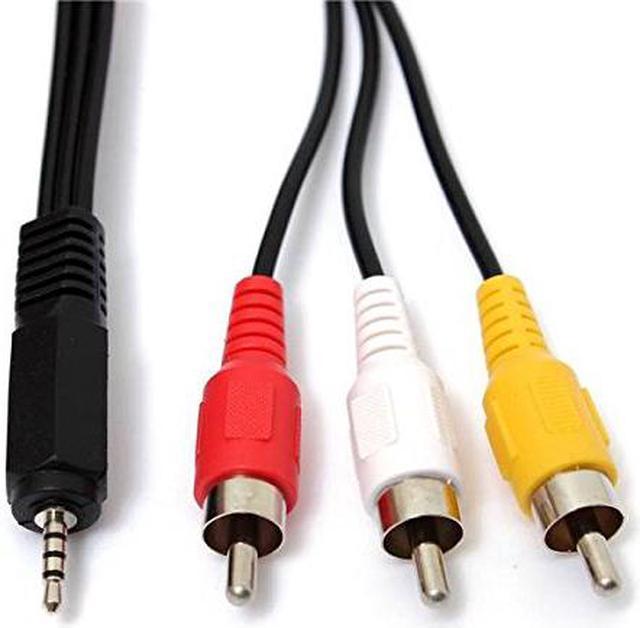 2.5mm Jack Male Plug To 3 RCA Male Phono Audio Video AV Out Cable,2.5mm Jack  to 3 RCA Phonos 4 pole AV out/TV Cable/Lead(5ft/1.5m) 
