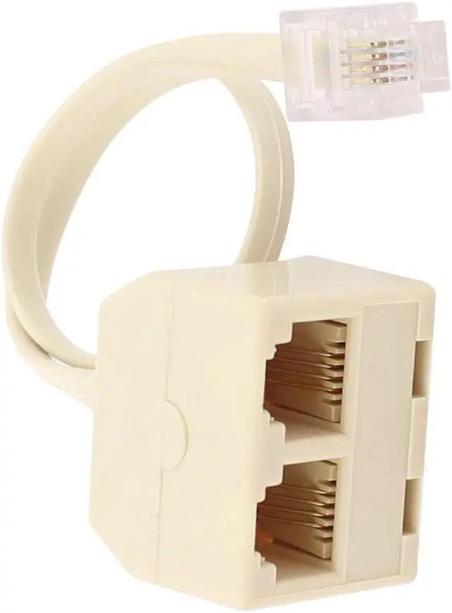 Alt view image 6 of 6 - (2 Pack) Tekit Two Way Telephone Splitter,1 Male to 2 Female Converter Cable RJ11 6P4C Telephone Wall Adaptor and Separator,RJ11 6P4C 2 Way Outlet Telephone Jack Line Splitter Adapter Beige