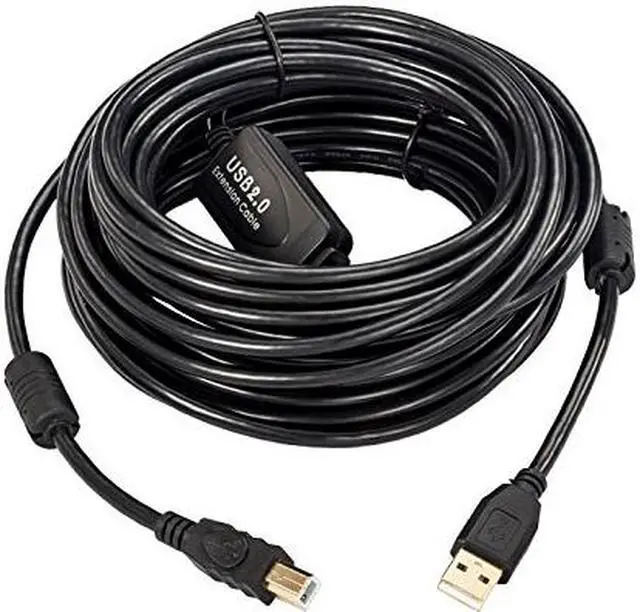 Alt view image 3 of 7 - Tekit 24K Gold plated USB 2.0 Cable - A-Male to B-Male,USB 2.0 A Male to B Male Cable with Ferrite Black 28/24# AWG,100ft/30m