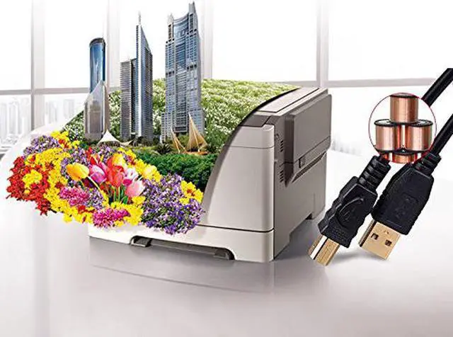 Alt view image 6 of 7 - Tekit 24K Gold plated USB 2.0 Cable - A-Male to B-Male,USB 2.0 A Male to B Male Cable with Ferrite Black 28/24# AWG,100ft/30m