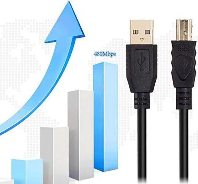 Alt view image 4 of 7 - Tekit 24K Gold plated USB 2.0 Cable - A-Male to B-Male,USB 2.0 A Male to B Male Cable with Ferrite Black 28/24# AWG,100ft/30m