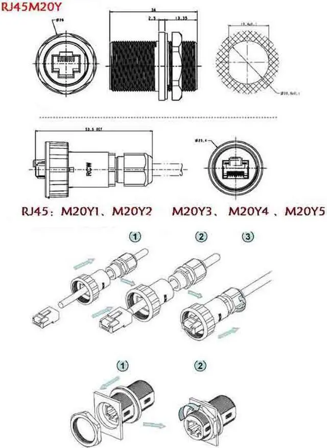 Alt view image 7 of 7 - Panel Mount RJ45 Waterproof Connector 8 PIN, IP68 Ethernet Network Cable Connector LAN Coupler Adapter  Cat5 6 7 8P8C,Locking Waterproof CAT6 RJ45 Female to Female Lan Ethernet Network coupler