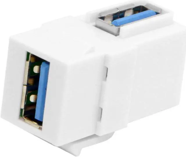 Main image of (2 Pack) 90 Degree Right Angled Super Speed USB 3.0 Female to Female F/F Modular Insert Jack Coupler for Wall Plate,USB 3.0 Keystone Jack Female Coupler Insert Snap-in Connector Socket Adapter Port