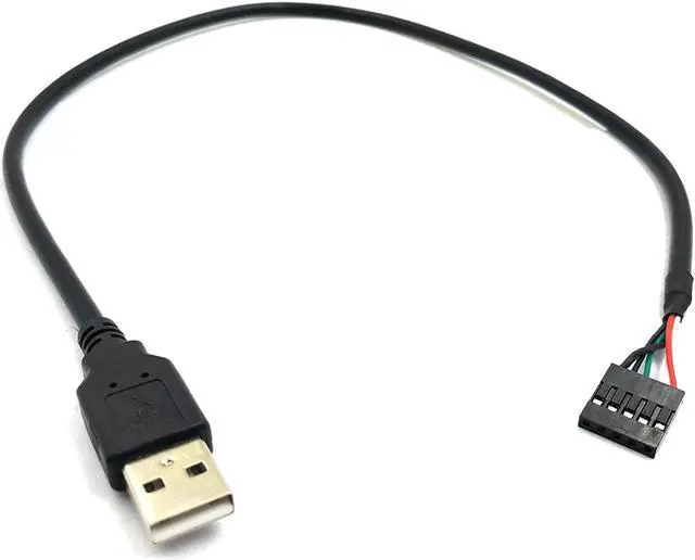 Alt view image 7 of 7 - (2 Pack) 5 Pin Motherboard Female Header to USB 2.0 Male Adapter Dupont Extender Cable, USB 2.0 A Male Plug to 1x 5Pin Female 0.1" USB Header PCB Motherboard Cable