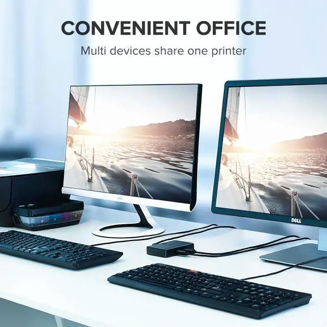 Alt view image 2 of 7 - UGREEN USB 2.0 Sharing Switch 4 Port USB Peripheral Switcher Adapter Box Hub 4 PCs Share 1 USB Device for Printer Scanner with 4 Pack USB 2.0 Male Cable 30346