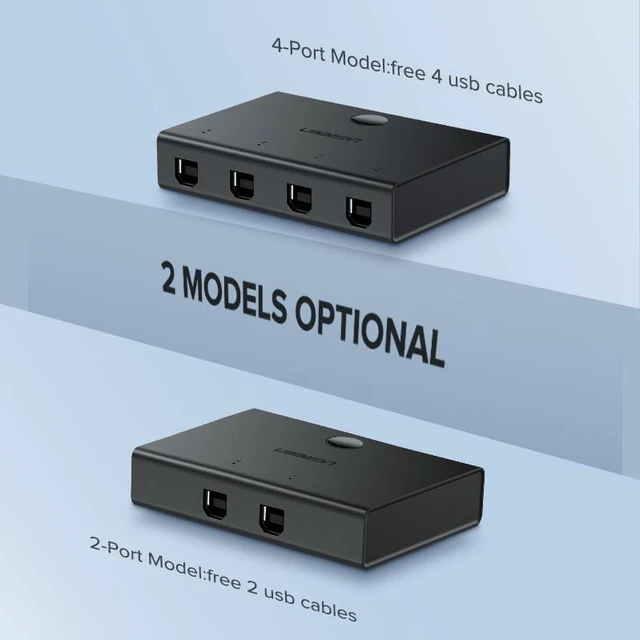 Alt view image 4 of 7 - UGREEN USB 2.0 Sharing Switch 4 Port USB Peripheral Switcher Adapter Box Hub 4 PCs Share 1 USB Device for Printer Scanner with 4 Pack USB 2.0 Male Cable 30346