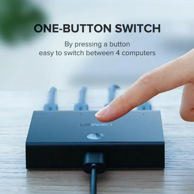 Alt view image 6 of 7 - UGREEN USB 2.0 Sharing Switch 4 Port USB Peripheral Switcher Adapter Box Hub 4 PCs Share 1 USB Device for Printer Scanner with 4 Pack USB 2.0 Male Cable 30346