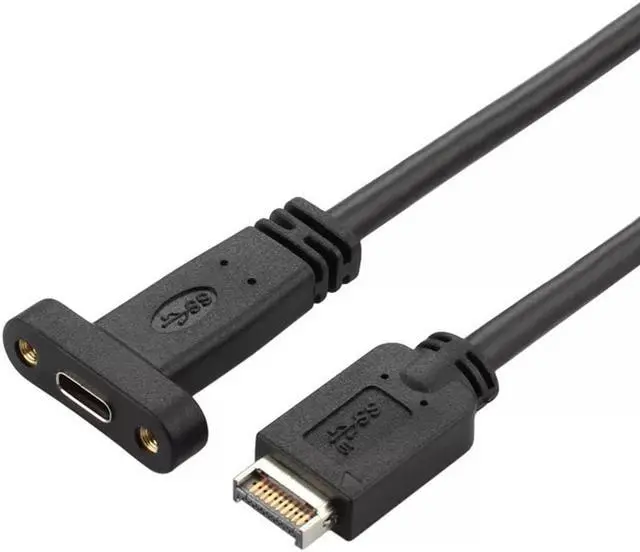Alt view image 4 of 5 - USB 3.1 Front Panel Header to USB-C Type-C Female Extension Cable 1.3ft/40cm with Panel Mount Screw