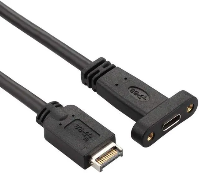 Alt view image 2 of 5 - USB 3.1 Front Panel Header to USB-C Type-C Female Extension Cable 1.3ft/40cm with Panel Mount Screw