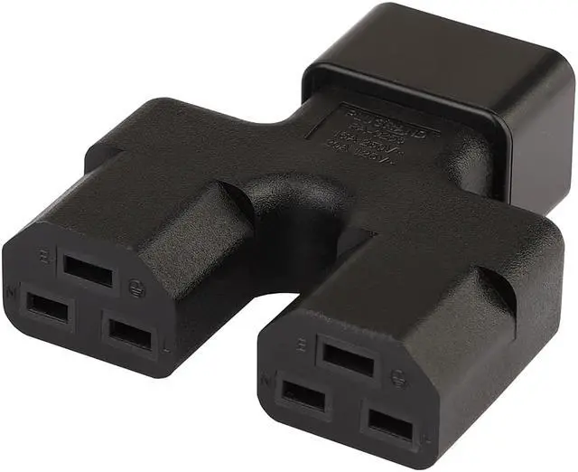 Alt view image 3 of 4 - C20 to Dual C21, IEC 320 C20 Male to Dual 2 C21 Female Splitter Power Adapter, IEC 3Prong Male 10A to 16A 20A Y Power Adapter, IEC Male to 16A 20A UPS PDU Power Adapter