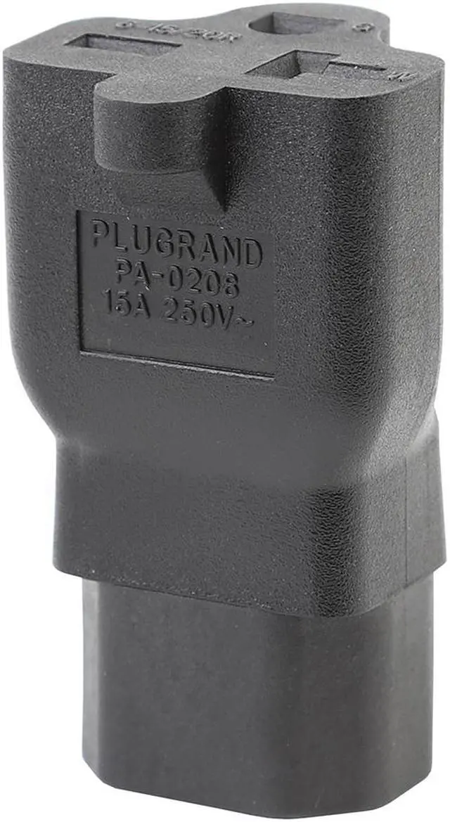 Alt view image 6 of 6 - IEC 320 C14 Male to Nema 6-15R/6-20R Comb AC Power Adapter, 2-IN-1 C14 15Amp to T Blade 20Amp AC Cable, IEC 3Pole Plug to USA Female Nema 6-15R Power Adapter