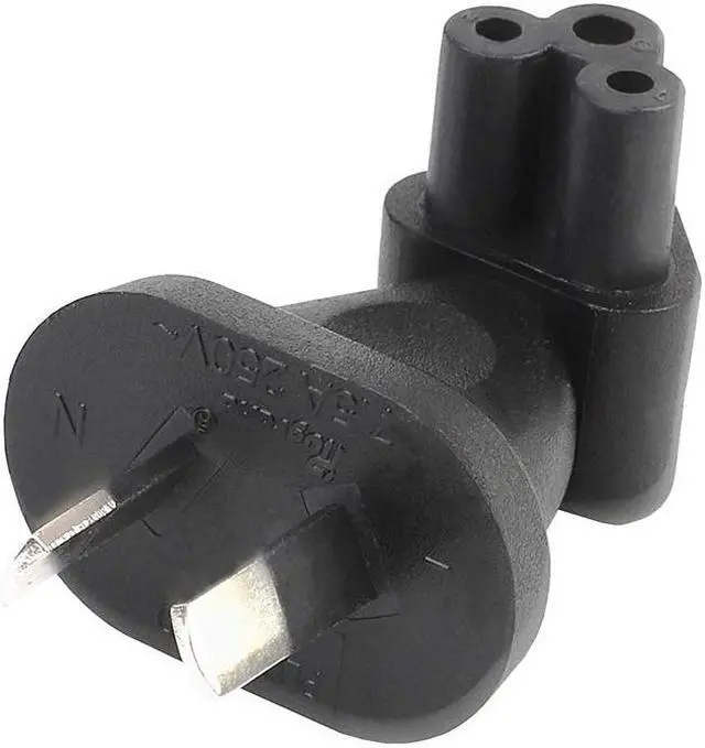Alt view image 2 of 3 - Tekit 2 Prong Right Angle Plug Adapter, Australia AS3112 2-Prong Plug to IEC C5 Receptacle Right Angle Plug Adapter (AU to C5)