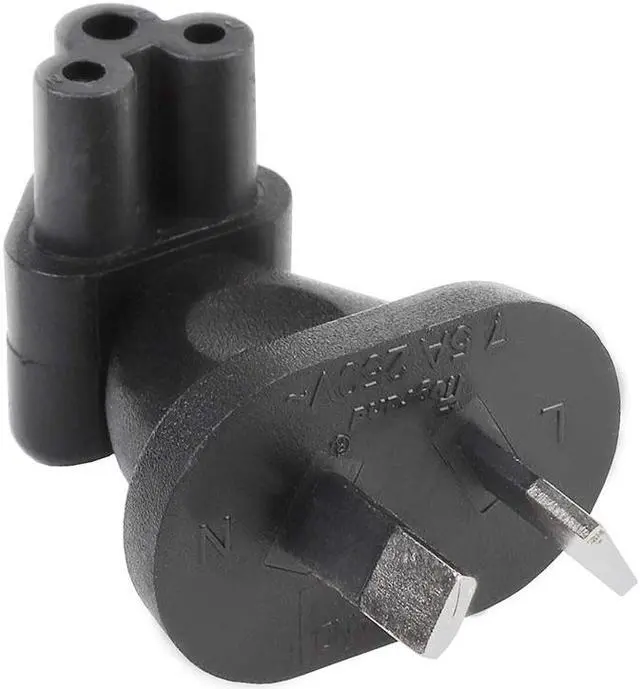 Main image of Tekit 2 Prong Right Angle Plug Adapter, Australia AS3112 2-Prong Plug to IEC C5 Receptacle Right Angle Plug Adapter (AU to C5)