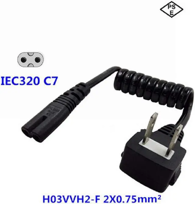 Alt view image 5 of 7 - Tekit 1-15P to C7 Power Cord, Elbow Plug US 2 Prong NEMA1-15P to IEC320 C7 Figure 8 Shotgun Connector Retractable Spring AC Power Cable Replacement, 18AWG, 4-12 Inch