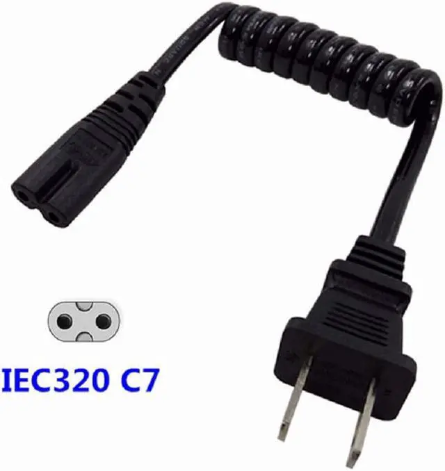 Alt view image 3 of 6 - Tekit Universal 2 Prong Power Cord,NEMA 1-15P to IEC320 C7 Figure 8 Shotgun Connector Retractable Spring AC Power Supply Cable Cord Wire Socket Plug Jack (1-15P to C7 Retractable Spring)