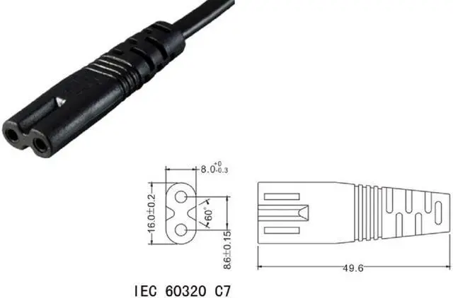 Alt view image 4 of 6 - Tekit Universal 2 Prong Power Cord,NEMA 1-15P to IEC320 C7 Figure 8 Shotgun Connector Retractable Spring AC Power Supply Cable Cord Wire Socket Plug Jack (1-15P to C7 Retractable Spring)