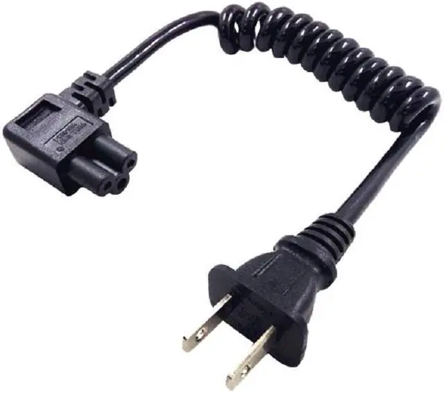 Alt view image 3 of 7 - NEMA1-15P to C5 Short Power Cord Plug, Non-Polarized 2-Prong US Plug to Right Angle IEC C5 Computer Laptop Portable Retractable Power Cord Elbow Plug, 18AWG, 30-75cm