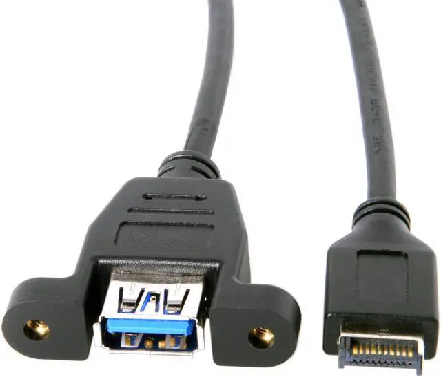 Alt view image 2 of 7 - USB 3.1 Front Panel Header to USB 3.0 Type-A Female Extension Cable 1.6ft/50cm Panel Mount Type