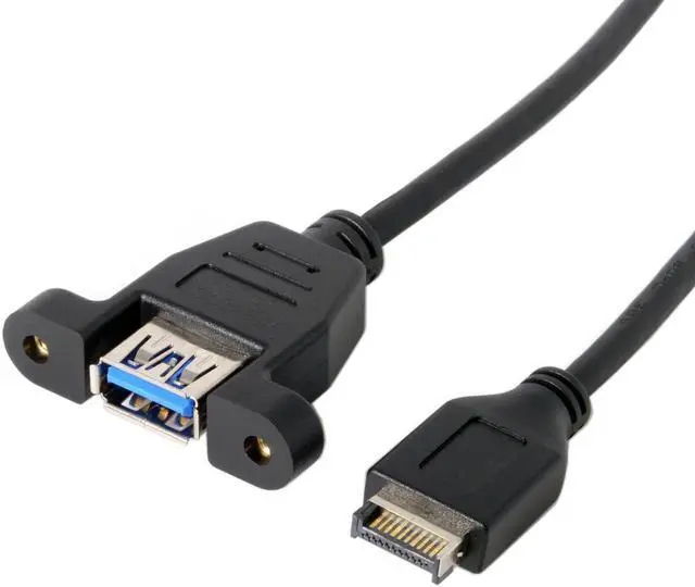 Alt view image 3 of 7 - USB 3.1 Front Panel Header to USB 3.0 Type-A Female Extension Cable 1.6ft/50cm Panel Mount Type