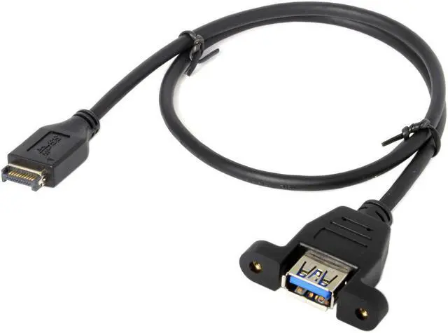 Main image of USB 3.1 Front Panel Header to USB 3.0 Type-A Female Extension Cable 1.6ft/50cm Panel Mount Type