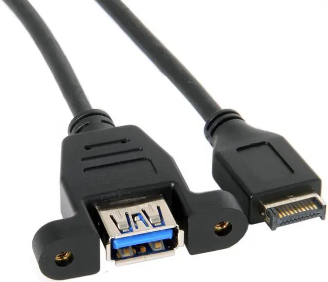 Alt view image 6 of 7 - USB 3.1 Front Panel Header to USB 3.0 Type-A Female Extension Cable 1.6ft/50cm Panel Mount Type