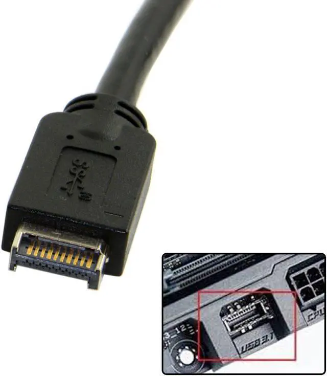Alt view image 7 of 7 - USB 3.1 Front Panel Header to USB 3.0 Type-A Female Extension Cable 1.6ft/50cm Panel Mount Type