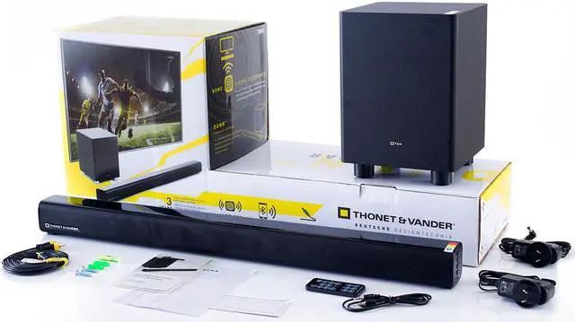 Alt view image 6 of 7 - Thonet and Vander DUNN Sound Bar 2.1 with Wireless Subwoofer Bluetooth 250W Peak Power Speaker System for Home Theater