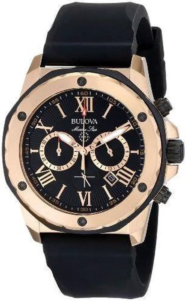 Alt view image 11 of 20 - Bulova Marine Star Mens Rose Gold Tone Quartz Chronograph Watch 98B104