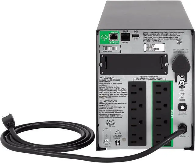 Alt view image 3 of 3 - APC by Schneider Electric Smart-UPS 1500VA LCD 120V with SmartConnect - 1440 VA/1000 W - 120 V AC, 110 V AC, 127 V AC - 7 Minute Stand-by Time - Tower - 8 x NEMA 5-15R