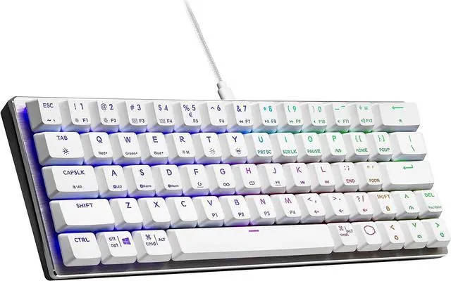 Alt view image 3 of 4 - Cooler Master SK620 60% Sliver White Mechanical Keyboard with Low Profile Blue Switches, New and Improved Keycaps, and Brushed Aluminum Design